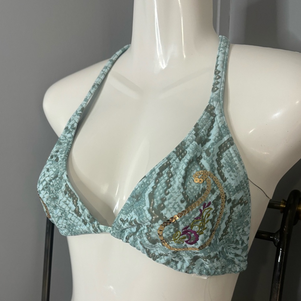 CIA MARITIMA Blue Snakeskin Bikini Swim Top